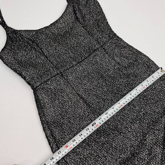 ~ Hutch Gown 6 Dress Metallic Pewter Silver Asymmetrical Ruffle Slit Formal Prom - Picture 8 of 15